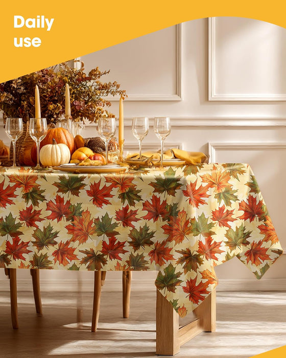 Fall Maple Plastic Table Cloth Disposable, 2 Pack, 54 x 108 in