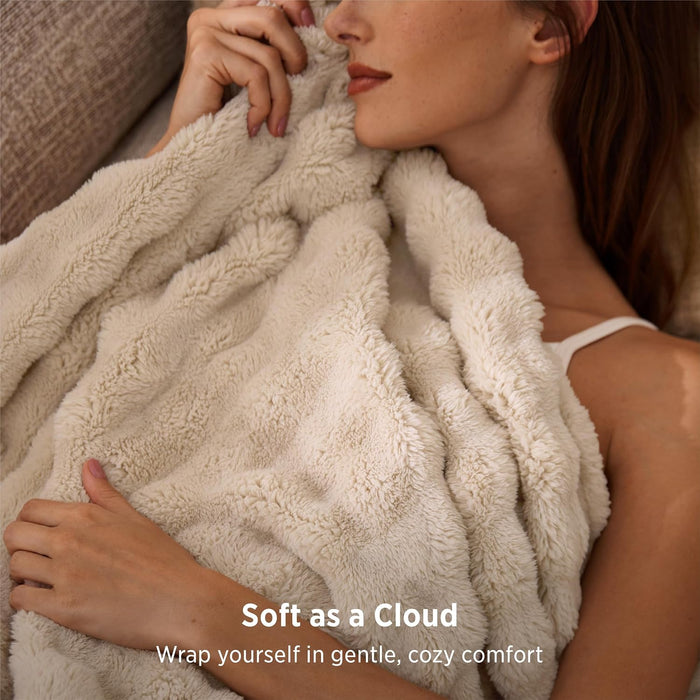Cloud Bubble Blanket, Soft Cozy Throw, Beige, 50"×60"