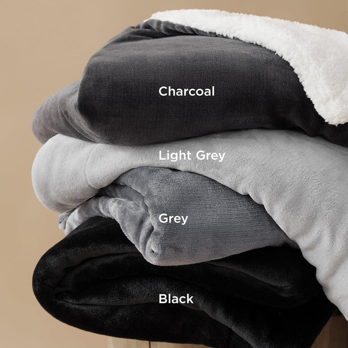 GentleSoft Sherpa Fleece Throw Blanket for Couch, Non-Heated, Thick & Warm Cozy Comfort Blanket for Winter Fall, Soft Fuzzy Plush Throw Gifts for Women and Men, Grey, 50x60 Inches