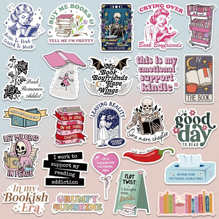 150 PCS Romance Book Stickers for Kindle, Holographic Bookish Sticker Pack Reading Glitter Vinyl Decals for Laptop Ebook Readers Water Bottles Journal Scrapbook Waterproof