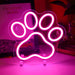 Dog Cat Paw Neon Sign for Wall Decor, Dimmable Pink Foot Print LED Signs