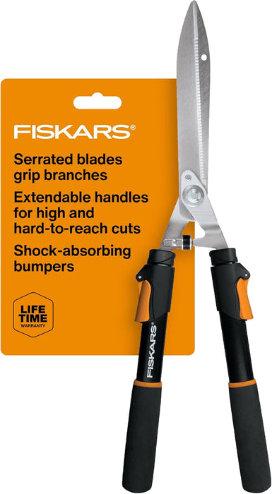 Fiskars 25"-33" Power-Lever Extendable Garden Hedge Shears, 10” Blades