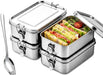 4Pcs Stainless Steel Bento Lunch Box, Metal Food Containers, 1400ml