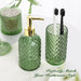 Green Bathroom Accessories Set, 4 Pack Olive Green Bathroom Decor Accessory Sets Complete, Diamond Glass Soap Dispenser 