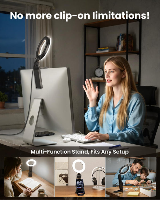 Ring Light for Laptop Desk Clip On,Small Computer Video Conference Lighting with Stand for Phone/Webcam/Monitor,5" Porta
