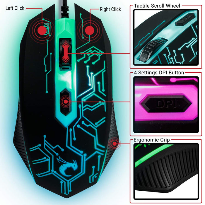 Gaming Keyboard and Mouse and Mouse pad and Gaming Headset, Wired LED RGB Backlight Bundle for PC Gamers and Xbox and PS