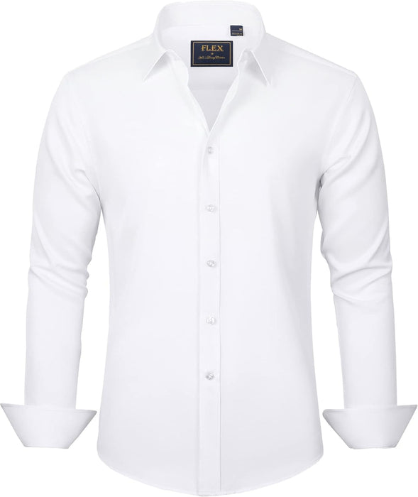 Men's Dress Shirts Solid Long Sleeve Stretch Wrinkle-Free Formal Shirt Business Casual Button Down Shirts