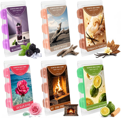 Wax Melts, 6 Fall & Winter Scented Wax Cubes for Wax Warmer