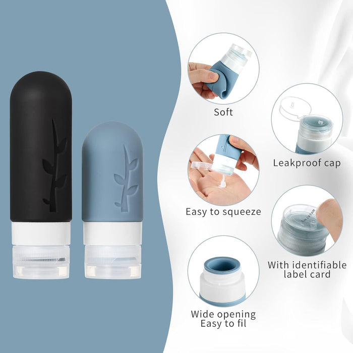 18pack Travel Bottles for Toiletries,TSA Approved Silicone Travel Containers for Toiletries,Leak Proof Refillable Liqus 