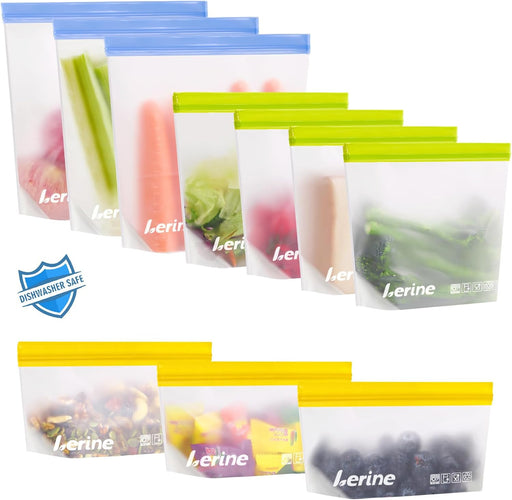 Stand Up Reusable Freezer Bags Dishwasher Safe, 10 Pack, Muliticolor