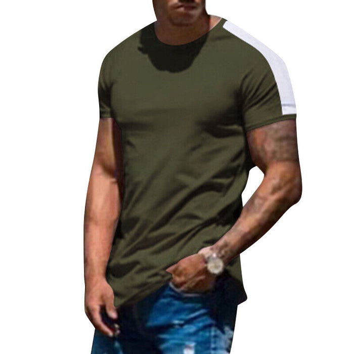 Mens Casual round Curved Hem T-Shirt Men Sport Fashion Short Sleeve T Shirts