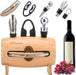 4-in-1 Cask Shaped Wine Essentials Gift Set with Wood Bottle Opener, Wine Pourer, Foil Cutter, and Wine Stopper with Han