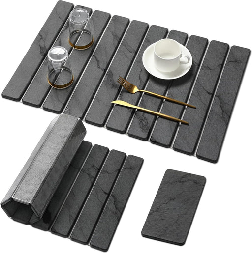 Large Stone Dish Drying Mat for Kitchen Counter, Quick Dry Stone Dishes/Bath Mats,Foldable Water Absorbing Diatomaceous 
