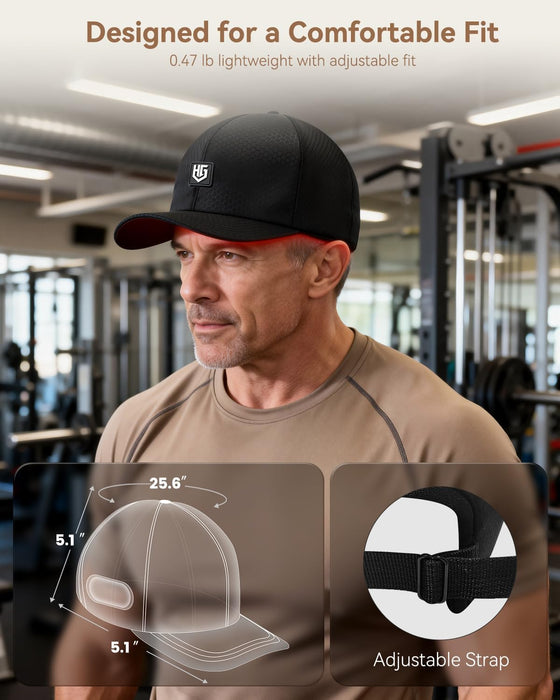 Cordless Red Light Cap, Rechargeable Baseball Hat with 660nm Red & 850nm Near Infrared Light, 2000mAh Battery, Comfortable Fit, Ideal Gift for Men & Women