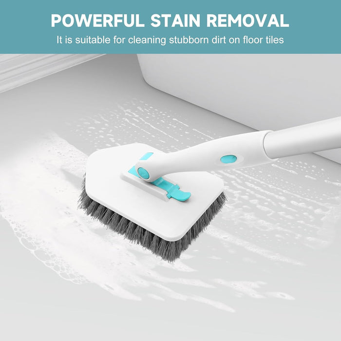 Shower Scrubber with Long Handle, 3 in 1 Tile Tub Scrubber Brush with 3 Detachable Cleaning Heads Adjustable Handle Show