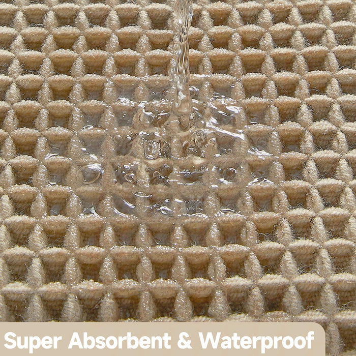 Waffle Bath Mat, Boho Bathroom Rugs Non Slip Washable, 30x20 Khaki