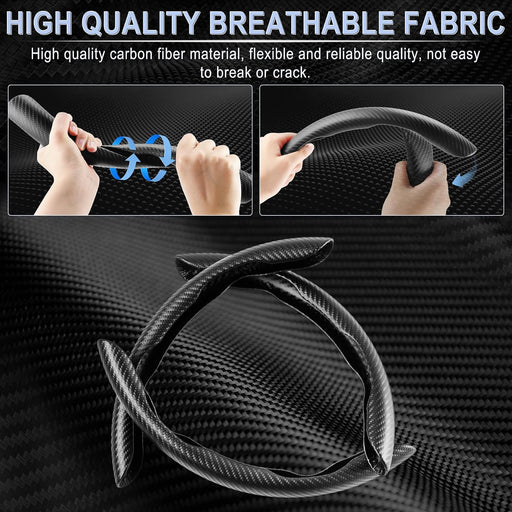 3pcs Carbon Fiber Anti-Skid Steering Wheel Cover, Waterproof & Segmented Butterfly Design, Universal 99% Vehicle Wheel C