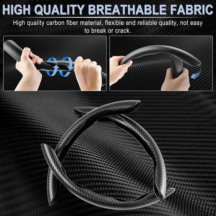 3pcs Carbon Fiber Anti-Skid Steering Wheel Cover, Waterproof & Segmented Butterfly Design, Universal 99% Vehicle Wheel C