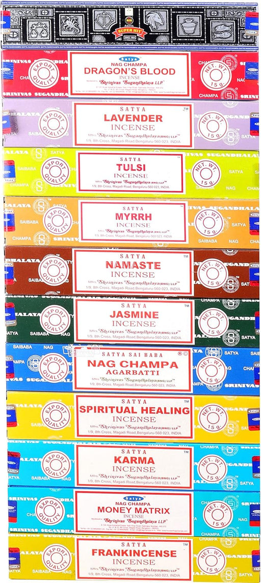 Nag Champa Assorted Top Selling Series 12 Scents Incense Sticks (Set 1, 12 Pieces, 180g)