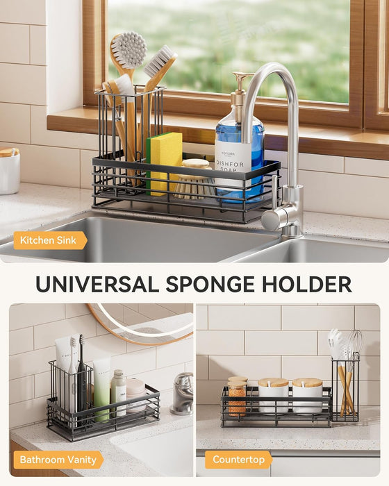 Sponge Holder for Kitchen Sink, Sink Caddy with Stone Drying Mat