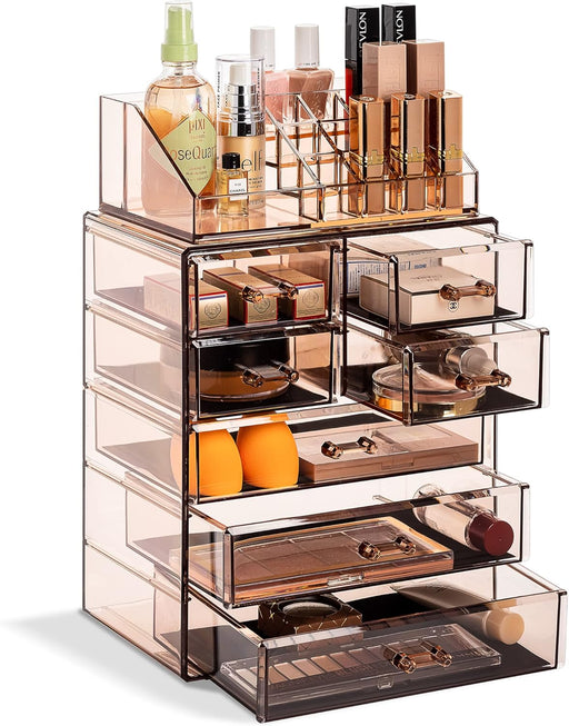Makeup Organizer, 7-Drawer Acrylic 2-Piece Set (Bronze Glow)