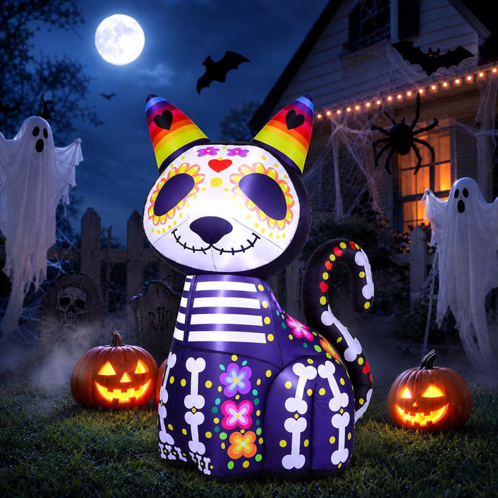 4.4FT Halloween Inflatables Outdoor Decoration, Day of The Dead Black Cat