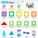 100 Pcs Magnetic Tiles, Magnet 3D Building Blocks Set with 2 Cars