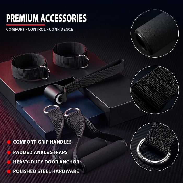 Resistance Bands with Handles, 150 lb Exercise Bands Set
