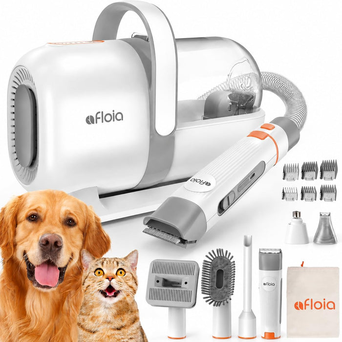 6-in-1 Dog Grooming Vacuum Kit, Pet Clipper & Nail Grinder, White