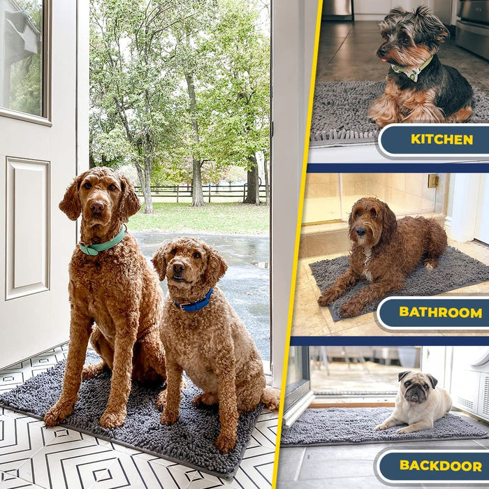® | Super Water Absorbent Door Mat Indoor, Microfiber Quick Dry Chenille Entryway Rug, Slip Resistant Front Door Mat, Indoor Mats for Entryway, Machine Washable Pet Rug, Grey 30"x19"