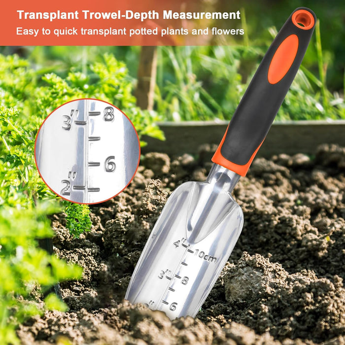 Garden Tools Set, 3 Pack Heavy Duty Gardening Tools Set Include Garden Shovel, Transplant Trowel and Hand Rake with Ergo