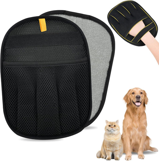 Pet Hair Removal Glove for Cats & Dogs, Upgrade 5-Finger Magic Brush Pet Hair Remover Tool, Electrostatic Reusable Grooming Mitt for Laundry, Couch, Carpet & Car Seat