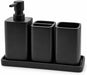 Matte Black Bathroom Accessories Set, 4-Piece Bathroom Accessory Set with Soap Dispenser, Toothbrush Holder, Tumbler and Vanity Tray, Polyresin Countertop Organizer
