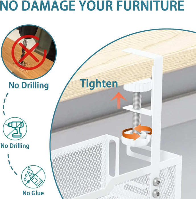 Under Desk Cable Management Tray, No Drill Mesh Cable Tray Cord Organizer