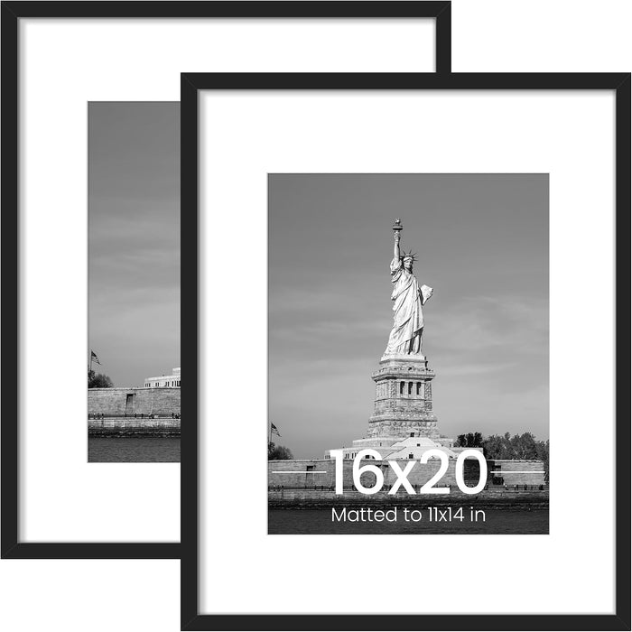 16x20 Picture Frame, Wall Gallery Frames Set of 2, Black