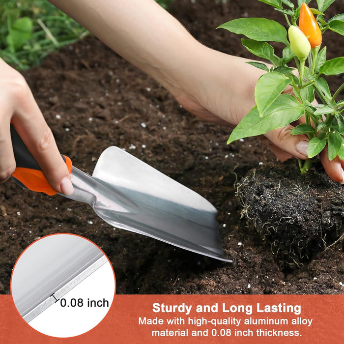 Garden Tools Set, 3 Pack Heavy Duty Gardening Tools Set Include Garden Shovel, Transplant Trowel and Hand Rake with Ergo