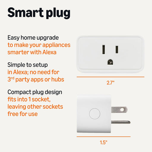 Smart Plug, Works with Alexa Only, Voice Control, Remote APP Control, Schedule, Compact Design, Versatile, 2.4 GHz Wi-Fi