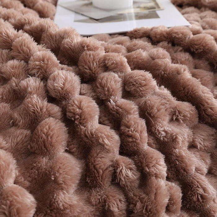 Fleece Throw Blanket, Light Brown, 50"×60" for Couch Sofa Bed