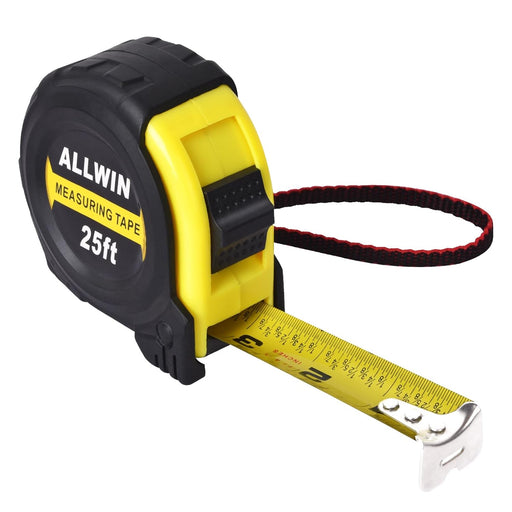 Tape Measure 25 Ft - Metal Retractable Tape Measure with Fractions, Easy Read, 1-inch Wide X 25 Foot