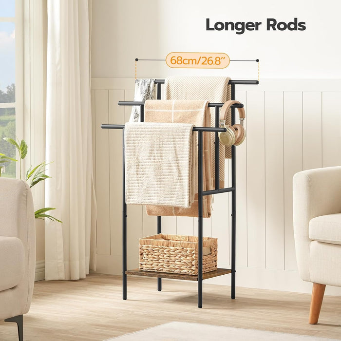 39.4" Freestanding Towel Rack for Bathroom, Blanket Rack with Shelf