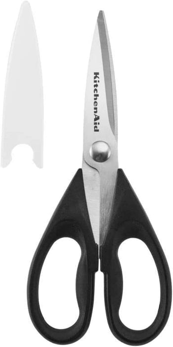 KitchenAid All Purpose Kitchen Shears with Protective Sheath Durable Stainless Steel Scissors, Dishwasher Safe, Soft Gri