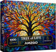 ® 1000 Pieces Stained Glass Jigsaw Puzzle, Beautiful Tree of Life Art Puzzles for Adults, Unique Fun Impossible Hard Difficult Challenging Pretty Puzzles, Colorful Mosaic Nature Puzzle