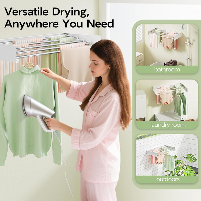 Wall Mounted Clothes Drying Rack 32", Foldable Wall Laundry Rack