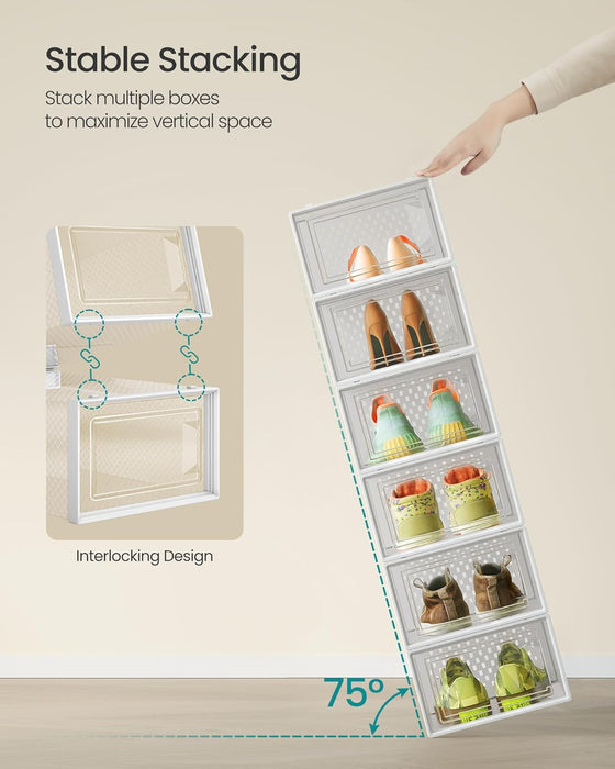 Shoe Boxes, Clear Plastic Sneaker Box, Pack of 12