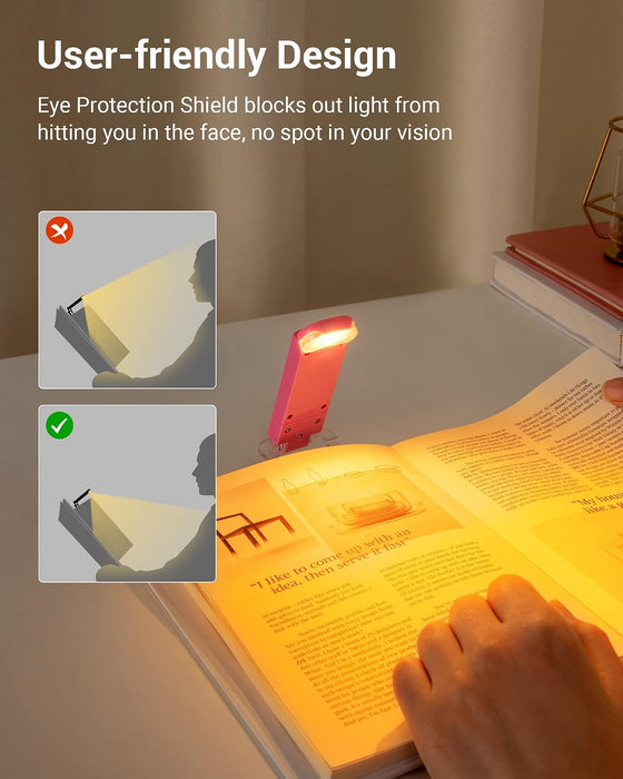 Book Light, USB Rechargeable Book Light for Reading in Bed (Pink)