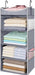 4-Shelf Hanging Closet Organizer and Storage with Side Pockets, Collapsible Closet Hanging Shelves for Storage, Grey