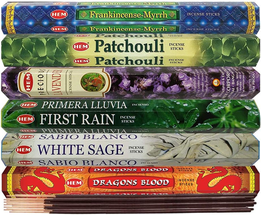 Hem Incense Sticks Variety Pack #23-120 Insence-Sticks (6 Incents x 20 Insense) + Incense Stick Holder with 6 Most Liked