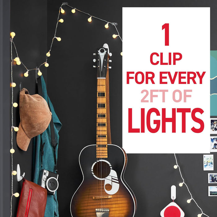 Clear Indoor Mini Light Clips Value Pack, 45 Clips, 54 Strips, Damage-Free String Light Hangers for Home, Room, Wall, Of