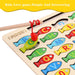 Magnetic Wooden Fishing Game Toy for Preschoolers, Alphabet Fish Catching Counting Games Puzzle with Numbers and Letters