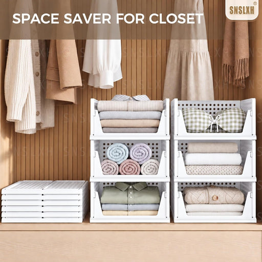 Closet Organizers and Storage, 5 Pack Stackable Closet Bins